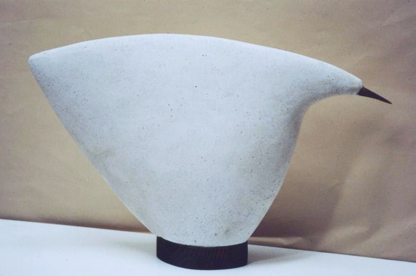 'Ground bird' - white cement, steel